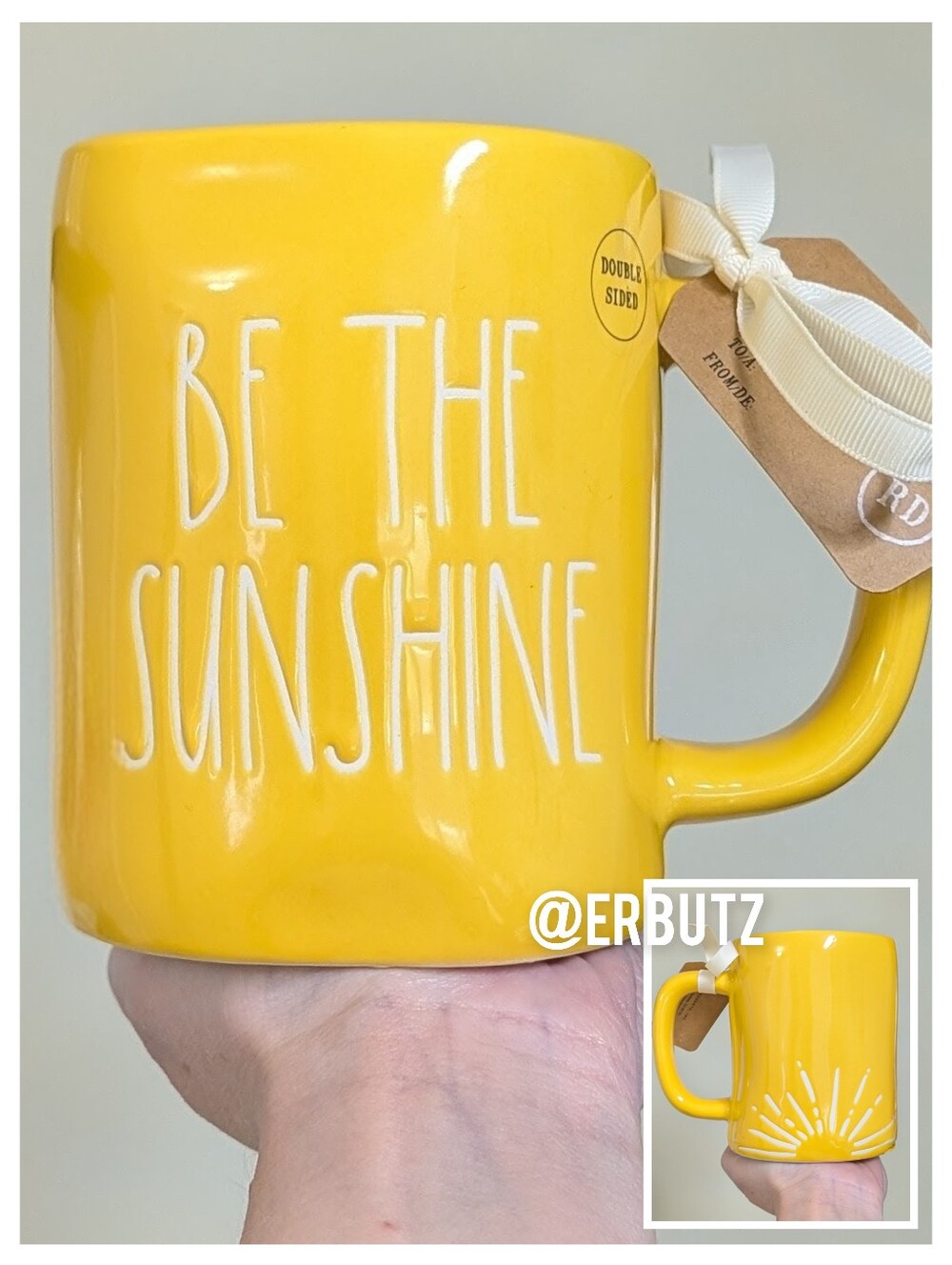 Rae Dunn BE THE SUNSHINE Double Sided Minimalist Summer Mug with Sun Outline ☀️